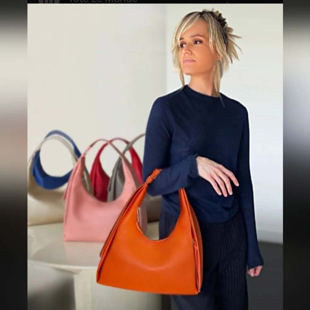 Tote Le Monde Handmade Butter Soft Pebbled Leather Petal Pink Barcelona Bag NWOT
